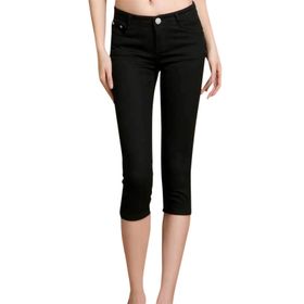 FNKDOR Siyah Skinny Kapri Kot Pantolon