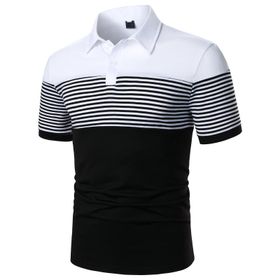 FNKDOR Slim Fit Siyah Patchwork Kareli Fermuarlı Erkek T-shirt