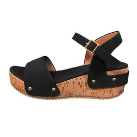 FNKDOR Studded Siyah Rahat Kama Kadın Sandalet
