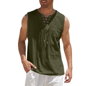 FNKDOR sw6XiSmv Sıfır Kol asker yeşili Erkek T-shirt