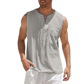 FNKDOR sw6XiSmv Sıfır Kol Gri Erkek T-shirt