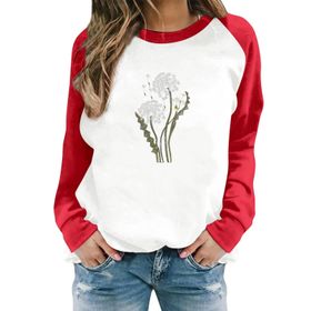 FNKDOR Taraxacum Kapüşonsuz Havalı Kırmızı Kadın Sweatshirt