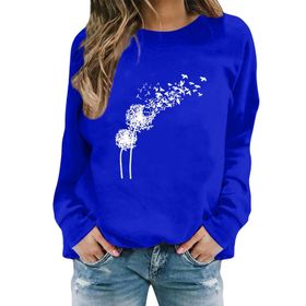 FNKDOR Taraxacum Kapüşonsuz Havalı Mavi Kadın Sweatshirt