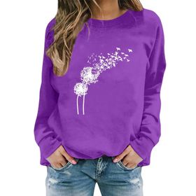FNKDOR Taraxacum Kapüşonsuz Havalı Mor Kadın Sweatshirt