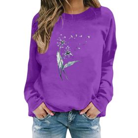 FNKDOR Taraxacum Kapüşonsuz Havalı Mor Kadın Sweatshirt