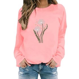 FNKDOR Taraxacum Kapüşonsuz Havalı Pembe Kadın Sweatshirt