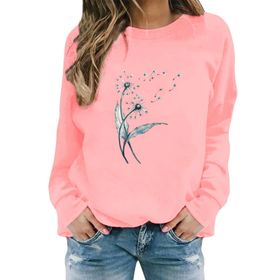 FNKDOR Taraxacum Kapüşonsuz Havalı Pembe Kadın Sweatshirt
