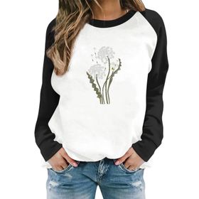 FNKDOR Taraxacum Kapüşonsuz Havalı Siyah Kadın Sweatshirt