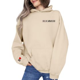 FNKDOR Trend Bej Uzun Kollu Sevgililer Günü Kapüşonlu Kadın Sweatshirt
