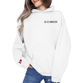 FNKDOR Trend Beyaz Uzun Kollu Sevgililer Günü Kapüşonlu Kadın Sweatshirt