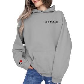 FNKDOR Trend Gri Uzun Kollu Sevgililer Günü Kapüşonlu Kadın Sweatshirt