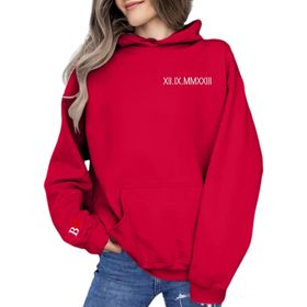 FNKDOR Trend Kırmızı Uzun Kollu Sevgililer Günü Kapüşonlu Kadın Sweatshirt