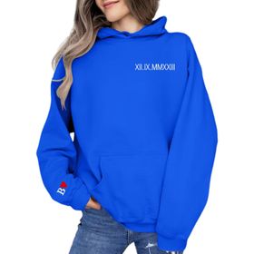 FNKDOR Trend Mavi Uzun Kollu Sevgililer Günü Kapüşonlu Kadın Sweatshirt