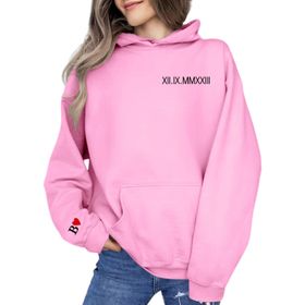 FNKDOR Trend Pembe Uzun Kollu Sevgililer Günü Kapüşonlu Kadın Sweatshirt