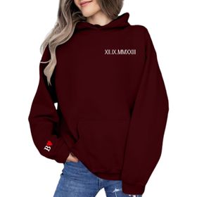 FNKDOR Trend Şarap Uzun Kollu Sevgililer Günü Kapüşonlu Kadın Sweatshirt