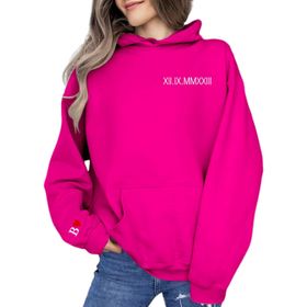 FNKDOR Trend Sıcak Gül Rengi Uzun Kollu Sevgililer Günü Kapüşonlu Kadın Sweatshirt