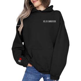 FNKDOR Trend Siyah Uzun Kollu Sevgililer Günü Kapüşonlu Kadın Sweatshirt