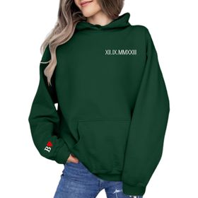 FNKDOR Trend Yeşil Uzun Kollu Sevgililer Günü Kapüşonlu Kadın Sweatshirt