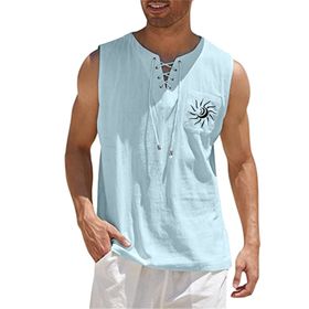 FNKDOR VDOZDMY5 Sıfır Kol Açık Mavi Erkek T-shirt