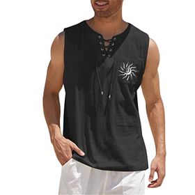 FNKDOR VDOZDMY5 Sıfır Kol Siyah Erkek T-shirt