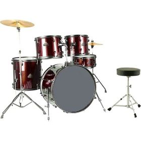 Focus FCP0803-WR 5 Parça 20B/10T/12T/14F/14S Aksamlı Zilli Bordo Akustik Davul Seti