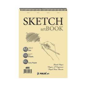 Folix Art Eskiz 90 gr A5 100 Yaprak Spiralli Ivory Sketchbook Defter