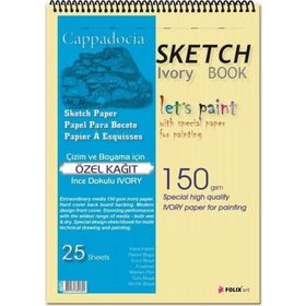 Folix FLX-821619 Capadocia Spiralli İvory Kağıt 34.5x49.5 cm 150 gr Eskiz Defteri