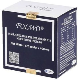 Folwo Demir Çinko Folik Asit İyot Vitamin B12 İçeren 120 Tablet