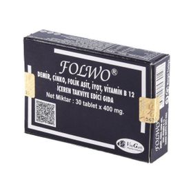 Folwo Demir Çinko Folik Asit İyot Vitamin B12 İçeren 30 Tablet