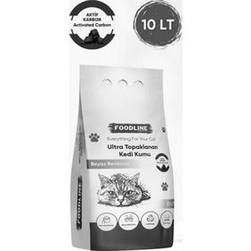 Foodline 10 lt Aktif Karbonlu Ince Taneli Bentonit Topaklanan Kedi Kumu