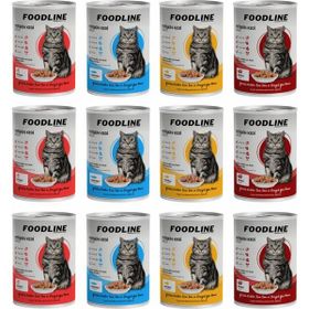 Foodline 12x400 gr Karışık 4 Çeşit Yetişkin Kedi Konservesi