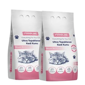 Foodline 2x10 lt Bebek Pudrası Kokulu Ince Taneli Bentonit Topaklanan Kedi Kumu