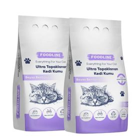 Foodline 2x10 lt Lavanta Kokulu Ince Taneli Bentonit Topaklanan Kedi Kumu