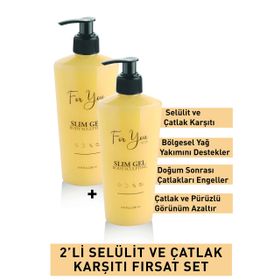 For You Gold 2 Adet Slim Jel İnceltici Sıkılaştırıcı Yağ Yakıcı Bölgesel İncelme Çatlak Karşıtı ve Selülit Kremi
