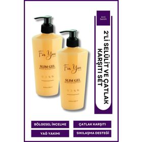 For You Gold 2 Adet Slim Jel İnceltici Sıkılaştırıcı Yağ Yakıcı Bölgesel İncelme Çatlak Karşıtı ve Selülit Kremi