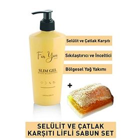 For You Gold İnceltici Sıkılaştırıcı Yağ Yakıcı Çatlak Karşıtı Selülit Kremi ve Kabak Lifli Sabun
