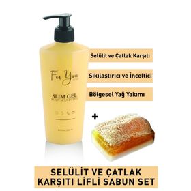 For You Gold İnceltici Sıkılaştırıcı Yağ Yakıcı Çatlak Karşıtı Selülit Kremi ve Kabak Lifli Sabun