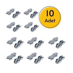 Force Chain Duplex Clip 8 mm 10 Adet Çiftli Çelik Halat Klipsi