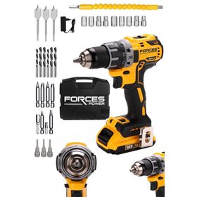 Forces TYC00275494451 Power Germany Yellow Bohrer 58 V 8 Ah Lityum Li-on Darbeli Çelik Şanzıman Çift Akülü Vidalama Matkap