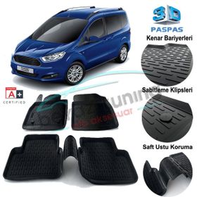 Ford Courier 2014 Sonrası Siyah 3D Havuzlu Paspas
