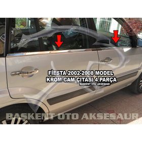 Ford Fiesta 2002-2008 Paslanmaz Çelik 4 Parça Krom Cam Çıtası