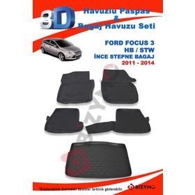 Ford Focus 3 Hb İnce Stepne 2011-2014 Paspas ve Bagaj Havuzu