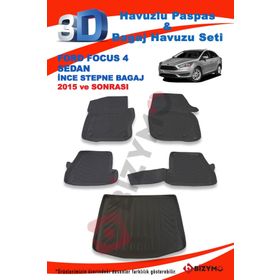 Ford Focus 4 İnce Stepne Sedan 2015 ve Sonrası Paspas ve Bagaj Havuzu