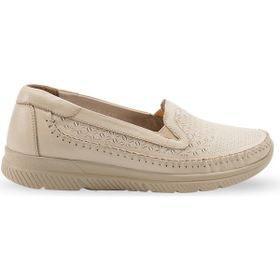 Forelli 29413-G Kadın Bej Memory Foam Deri Ayakkabı