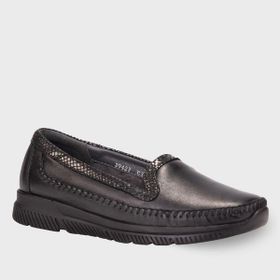 Forelli 29423-G Laden Siyah Deri Comfort Kadın Günlük Ayakkabı