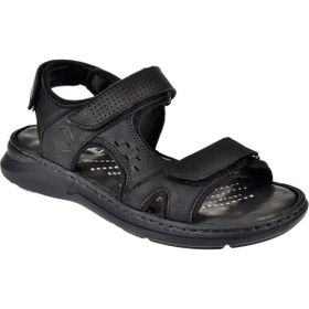 Forelli 40526 Siyah Nubuk Hakiki Deri Comfort Cırtlı Erkek Sandalet
