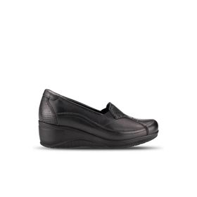Forelli 57603-G Rosa Siyah Kadın Comfort Deri Ayakkabı