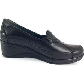 Forelli 57603-G Siyah Kadın Hallux Yapılı Dolgu Taban Ayakkabı