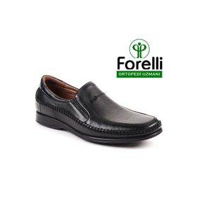 Forelli Manyas Comfort Hakiki Deri Ortopedik Siyah Günlük Erkek Ayakkabı