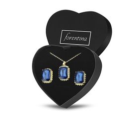 Forentina PS1366 Altın Kaplama Kare Tasarım Kolye Küpe Set